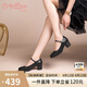 金利來（goldlion）女鞋粗跟通勤瑪麗珍鞋時尚圓頭牛皮淺口單鞋女 G662330005黑色38