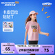 Skechers斯凱奇兒童貼貼T恤卡皮巴拉男女童夏季新款透氣純棉短袖L225K070 大LOGO/淑女粉/013W 150