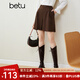 百圖betu女裝秋冬新款短褲美拉德冬日限定ins風高腰闊腿短褲女2310T81 深啡 M