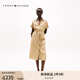 TOMMY HILFIGER25新款夏季女裝亞麻休閑純色系帶收腰寬松襯衫裙連衣裙44653 卡其色AEH S 34