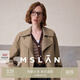 MSLAN|商場同款春秋新款中長風(fēng)衣外套大廓形收腰設(shè)計甜酷上衣女 淺卡其 S