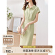尚都比拉襯衫連衣裙女夏季中長(zhǎng)款氣質(zhì)收腰顯瘦中長(zhǎng)款開(kāi)叉裙子 淺綠色 L