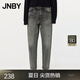 江南布衣（JNBY）冬季牛仔褲女100%棉復(fù)古水洗高腰長褲通勤錐型鉛筆褲5M0E13090 986/牛仔白 M