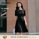 珂萊蒂爾【桑蠶絲】2025年夏季新款優(yōu)雅浪漫氣質(zhì)時尚釘鉆連衣裙女 黑色 L