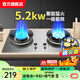 勤家好太太燃?xì)庠钐烊粴怆p灶大火力煤氣爐家用猛火不銹鋼防爆玻璃雙邊定時(shí)熄火保護(hù)童鎖防燙提醒臺(tái)嵌入式兩用 【推薦款】不銹鋼面+鴛鴦九腔 純銅火蓋 5.2KW/管道天然氣