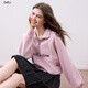 百圖betu女裝2025秋季新款衛衣撞色英文字母半拉鏈立領(lǐng)衛衣女2509D04 粉紅 S
