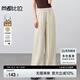 尚都比拉通勤上班休閑褲女夏季高腰顯瘦長褲氣質(zhì)高級感褲子 燕麥色  M 