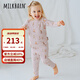 Milkbarn兒童保暖內(nèi)衣套裝小孩睡衣男童女童家居服嬰兒寶寶秋衣褲 滑雪派對(duì) 80 cm