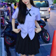 瑜尚臻品 泰國校服畢業(yè)班攝影服男女校服制服jk襯衫短袖泰式小水學(xué)院風(fēng) 【短袖襯衫+送粗領(lǐng)結】 M