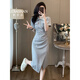 歌芭杉（GEBASHAN）品牌女裝灰色休閑運(yùn)動(dòng)連衣裙夏季新款時(shí)尚洋氣減齡修身開叉t恤裙 灰色 M