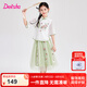 笛莎（DEESHA）童裝女童國風(fēng)套裝連衣裙2025夏季新款兒童女孩裙子套裝漢服裙 牛油果綠 165