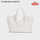 CHARLES&KEITH復(fù)古編織大容量托特包腋下包生日禮物七夕禮物CK2-30701583 Cream奶白色 L