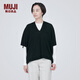 無印良品（MUJI）女式 羊毛 可水洗 高針距 斗篷毛衣 V領(lǐng)針織衫秋冬女款 BA1NAA3A 黑色 M（160/84A）