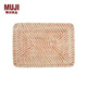 無印良品（MUJI） 可重疊藤編籃 收納籃 收納筐 零食收納  8A57014 長方形籃用蓋長36*寬26*高3cm