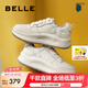 百麗（Belle）撞色板鞋女商場同款厚底增高星星板鞋B7Q1DCM4 米白色 38 (240mm)