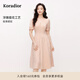 珂萊蒂爾【玫瑰裙】2025夏季新款優(yōu)雅蕾絲花紋短袖連衣裙女修身裙 淡橙紅 M