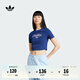 adidas經(jīng)典修身短款運(yùn)動(dòng)上衣圓領(lǐng)短袖T恤女裝夏季阿迪達(dá)斯三葉草 深藍(lán)   S