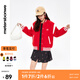美特斯邦威夾克女春秋季新款印花拼接開(kāi)衫上衣寬松棒球服外套女 濃烈紅 M 160 84A