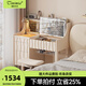 提尼米亞全實(shí)木梳妝臺(tái)臥室奶油風(fēng)現(xiàn)代簡(jiǎn)約小戶型翻蓋書(shū)桌化妝臺(tái)收納柜一體 100cm+凳-白色-FAS級(jí)進(jìn)口全實(shí)木 升級(jí)燈帶款-抽屜在左