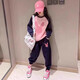 FIDQIOG國際大牌女童厚T恤套裝秋裝2025新款時(shí)髦洋派兒童衣服女孩大童運 粉色春秋現貨可發(fā) 150cm 均碼