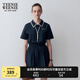 Teenie Weenie小熊女裝復(fù)古運(yùn)動(dòng)風(fēng)簡(jiǎn)約松弛感通勤撞色POLO領(lǐng)白色連衣裙 藏青色 M
