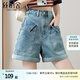 絲柏舍寬松款牛仔褲2025夏季新款女裝水洗高腰卷邊簡(jiǎn)約風(fēng)短褲