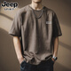 JEEP SPIRIT短袖T恤男士夏季薄款高端美式復古純棉字母半袖寬松上衣男 Y666花卡其 XL