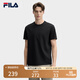 FILA 斐護(hù)科技|斐樂官方男子針織短袖2025春新款時(shí)尚簡(jiǎn)約休閑圓領(lǐng)T恤 正黑色-BK XL 180/100A/XL