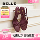 百麗（Belle）華爾茲優(yōu)雅一字帶涼鞋女25夏新商場款真皮綁帶高跟鞋3WS33BL5 酒紅色 35 (225mm)