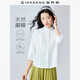 佐丹奴知識分子風(fēng)襯衫女棉麻花邊小立領(lǐng)七分袖極簡(jiǎn)白襯衫05345464