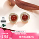 Jay紅色耳釘高級(jí)感耳環(huán)女耳飾耳夾無耳洞七夕情人節(jié)禮物送女友 瑪瑙耳夾（帶證書）