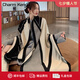 Charm Kendo圍巾女冬季新披肩高級感氛圍韓系百搭保暖圍脖生日禮物送女友 黑拼米