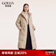 歌莉婭長款羽絨服女冬季溫暖抽繩收腰顯瘦連帽外套1BCC8D890 43W米駝 XL