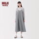 無印良品（MUJI）女式 易干平紋吊帶連衣裙 女裝裙子夏季吊帶裙長裙 BC2L9C5S 灰色條紋 L (165/88A)