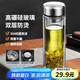 華明富光雙層玻璃杯商務茶杯耐熱加厚泡茶水杯男女辦公車載便捷杯子 加厚款鋼本色350ml