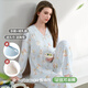 雅特茂[透氣優(yōu)可絲 帶胸墊]月子服夏季薄款孕婦睡衣產(chǎn)后喂奶懷孕哺乳衣 帶胸墊 透氣優(yōu)可絲丨車?yán)遄油?L