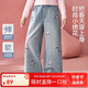 ASK JUNIOR兒童褲子女童2025繡花牛仔褲垂感闊腿直筒褲長(zhǎng)褲 150  藍(lán)色 
