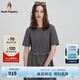 Hush Puppies【氣質(zhì)典雅】暇步士女裝2025夏季新款圓領(lǐng)純色合體連衣裙 霜灰色 L