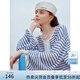 范思藍恩法式度假條紋針織衫女2025夏航海風防曬透氣長袖t恤上衣 藍白條紋 XS