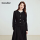 珂萊蒂爾秋季款法式優(yōu)雅100綿羊毛修身千金風(fēng)短外套女 黑色 M