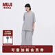 無印良品（MUJI）  IDEE 女式天竺寬版T恤上衣打底衫女款內(nèi)搭25年夏季女裝GA48CC5S 煙熏綠色 M （155/80A）
