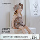 babylove女寶寶套裝夏季純棉嬰幼兒衣服吊帶上衣花苞褲洋氣兩件套清涼夏裝
