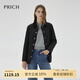 PRICH【保暖面料】時尚復(fù)古短款輕薄棉服2024冬季新款菱格棉衣外套女 19黑色 S 155