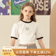 IVY HOUSE常春藤兒童裝女童2024夏季新款   柔軟舒彈甜美泡泡袖簡約圓領(lǐng)T恤 米白色 130 cm
