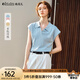 Olrain歐芮兒POLO領(lǐng)針織衫女裝春夏2025新款寬松氣質(zhì)休閑上衣 藍色 L