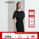 PORTS寶姿女裝 秋冬新品短袖中長連衣裙LL9D108LWP093 黑色 M (6)
