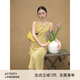 鷺青一原創(chuàng)【葉輕舟】復(fù)古格紋無袖連衣裙女夏季雪紡印花背心長裙 格子（第二批） S 拍照穿