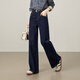 逸陽(yáng)復古窄版直筒牛仔褲女春秋季新款顯瘦不易褪色闊腿褲子 深藍色 28