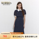 SCOFIELD優(yōu)雅氣質(zhì)復(fù)古波點(diǎn)印花百褶中長(zhǎng)連衣裙女裝夏季新款 藏青色（爆款加單） L 170