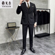 CEO雅戈?duì)?025春季高定西服套裝男正裝感商務(wù)職業(yè)正裝英倫禮服套裝 黑色#（西裝+馬甲+西褲） S